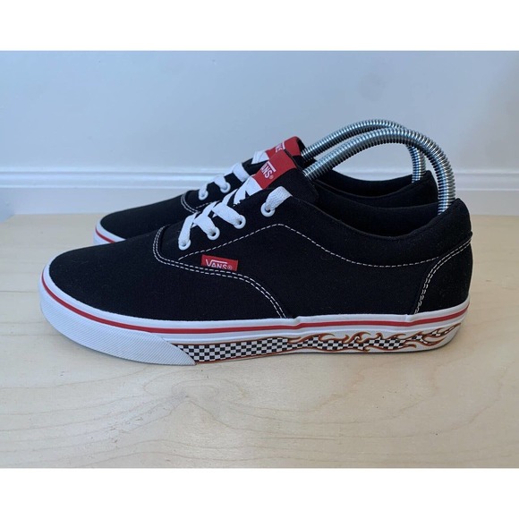 Vans Shoes Vans Doheny Flame Check Sidewall Black White Red Skate